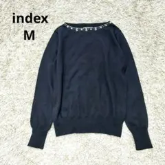 index インデックス ビジューニット ネイビー オフィスカジュアル 華やか