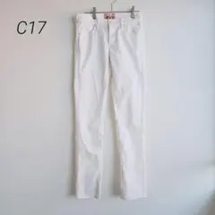 シーセブンティーン スキニーデニム 白 美脚パンツ 28インチ ストレッチ 浅め