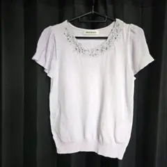MISCH MASCH、ミッシュマッシュ、フラワー刺繍フレア袖ニット、ラベンダーのサムネイル