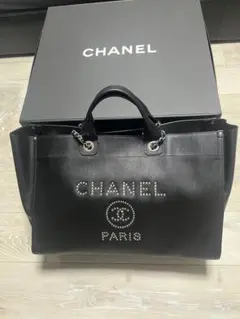 CHANEL ブラック ドーヴィルトートバッグ、あんしん鑑定料込
