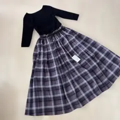 アプワイザーリッシェ　ドッキングワンピース　ベルト付き 春物 1回着 チェック