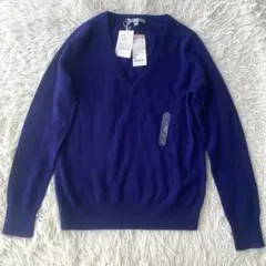【新品未使用】UNIQLO 100% カシミア ブルー Vネックセーター M