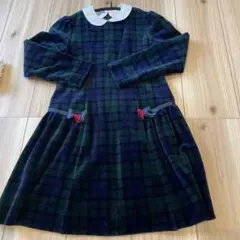 familiar ワンピース 130サイズ ダークグリーンチェック