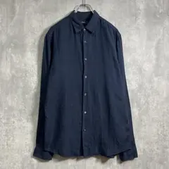 ZEGNA ゼニア M リネン100% 麻 長袖シャツ ネイビーブルー 春夏 ZEGNA ゼニア M リネン100% 麻 長袖シャツ ネイビーブルー 春夏 - メルカリ