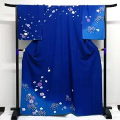 訪問着　梅花　桜花　花びら　グラデーション　ブルー　紋無し　着物　043k d 振袖 金彩 藤 桜花 波文様 花びら 成人式 着物 052b - メルカリ