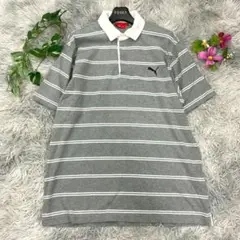 【PUMA】ポロシャツ (0) グレー ボーダー 半袖 トップス メンズ