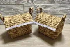 蓋付きミニ布バスケット(2個セット)①