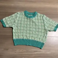 半袖ニット セーター 緑系 Fサイズ