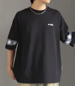 新品☆JaVa 袖クロシェ編み 配色切り替えデザインTシャツ