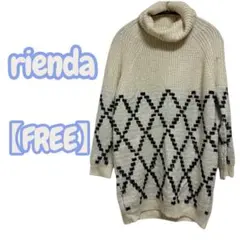 rienda ダイヤモンド柄タートルネックセーター 〖F〗 アイボリー
