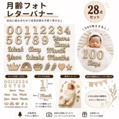 月齢フォト レターバナー 木製 28点セット ニューボーンフォト 成長記録