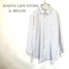 【ビーミングライフストアバイビームス】 ストライプ柄シャツ S 綿麻混 メンズ