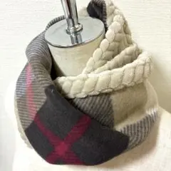人気❤️ミルクティー　チェック❤️ジャガード　ボア　フリース　スヌード　マフラー