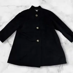 ◆美品◆ ペニージュール ウールコート 9 黒 スタンドカラー ロングコート　M