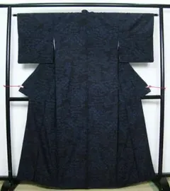 紬のきもの 真綿結城紬 手触りの良い草花柄織 正絹 7758