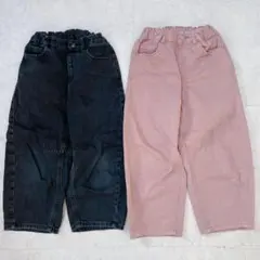 GU バレルレッグジーンズ グレー・ピンク セット120