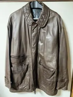 AIGNER レザージャケット　革ジャン　XXL  古着　茶色　90s