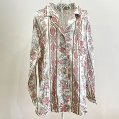 90s Nicole Classics 花柄 ストライプ サテンシャツ レトロのサムネイル