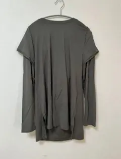 グレー ドレープデザイン 長袖トップス