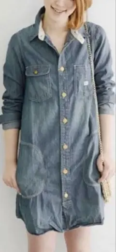 Lee アーバンリサーチロッソ 長袖 デニムシャツワンピース インディゴ ブルー