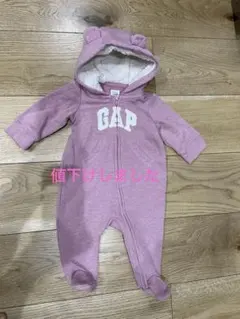 GAP ロゴ耳付きフードロンパース　ピンク　0〜3M