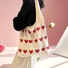 【新品】ハート模様 ニットショルダーバッグ♡