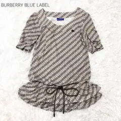 【美品】バーバリーブルーレーベル　フリル シャツ リボン ロゴ刺繍 Mサイズ