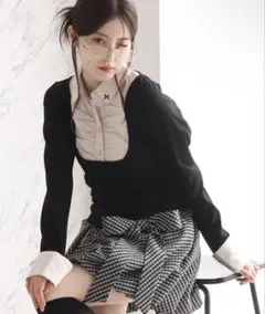 ナイスクラップ♡ロゴ刺繍レイヤードトップス