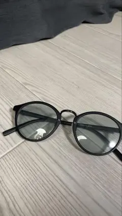 ブラック ラウンドサングラス クリアレンズ　伊達メガネ　ラウンド型