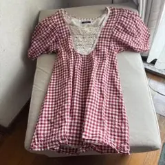 mignon M 赤と白のチェック　チュニック　ピンクハウスみたい