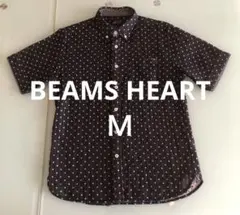 【BEAMS HEART】ブラックドット柄・半袖シャツ＊M