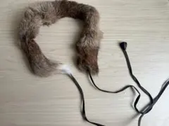 3日間セール　ファー ロングマフラー ブラウン リボン付き