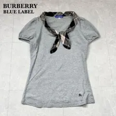 バーバリー ボウタイ パフスリーブ ノバチェック トップス リボン ホースロゴ