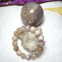極美・高品質・透明感　桜瑪瑙（チェリーブロッサムアゲート）ブレスレット 11mm