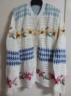 ☆☆wood wind 花柄チェック カーディガン Mサイズ