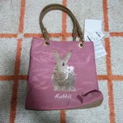 値下げしました【新品】ウサギ刺繍ピンクトートバッグ