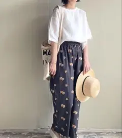 美品 かぐれ 小花ドロストプルオーバー （BLACK） 定価税込15,400円 