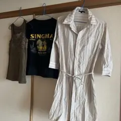 e-losion ストライプシャツワンピース L