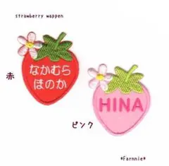 【480円】(お名前)苺（いちご）のオーダーアイロンワッペン