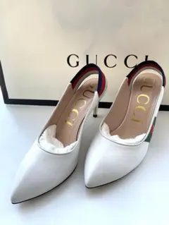 【新品未使用】GUCCIホワイトポインテッドトゥ ハイヒール★定価11.9万