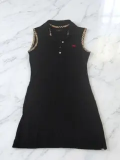 極美品★バーバリーゴルフ ノースリーブ ワンピース ノバチェック 黒 38のサムネイル