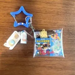 ガチャ詰めポーチ　お菓子　青系　ミニチュアチャーム　カラビナストラップ