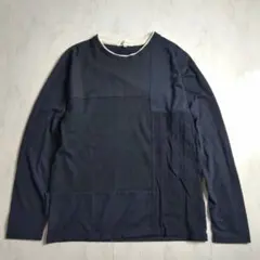 THE SHOP TK M 長袖カットソー 異素材切替 パッチワーク ネイビー