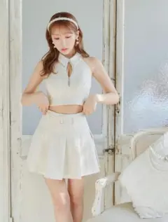 【Mサイズ】ローブドフルール 襟付き ツイード セットアップ キャバドレス