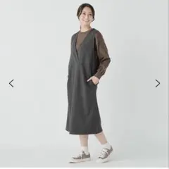 未着用 ESSEME起毛カシュクールジャンスカ XL ウスグレー