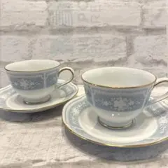【新品未使用】ノリタケ　レースウッドゴールド　ペア　カップ&ソーサー