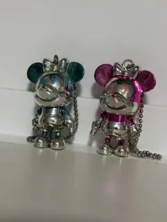 ミニー メタリックキーホルダー　2個セット　平成レトロ