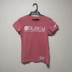 RUSTY 半袖ロゴTシャツ ピンク ロゴプリント Lサイズのサムネイル