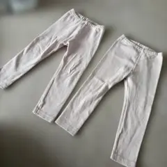 ユニクロ リブ 薄いピンク レギンス 100cm 2枚セット