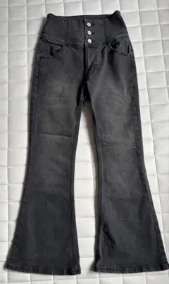 美品　WEGOハイウェスト　ストレッチフレアデニムパンツ